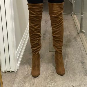 Thigh high camel boots